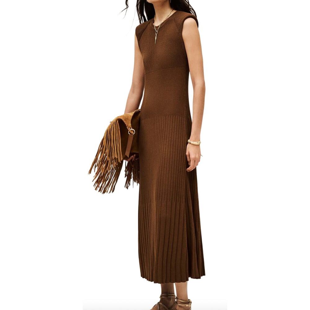 BA&SH Essie Ribbed Knit Maxi Dress Bronze NWT Size 1 (Small/4US)